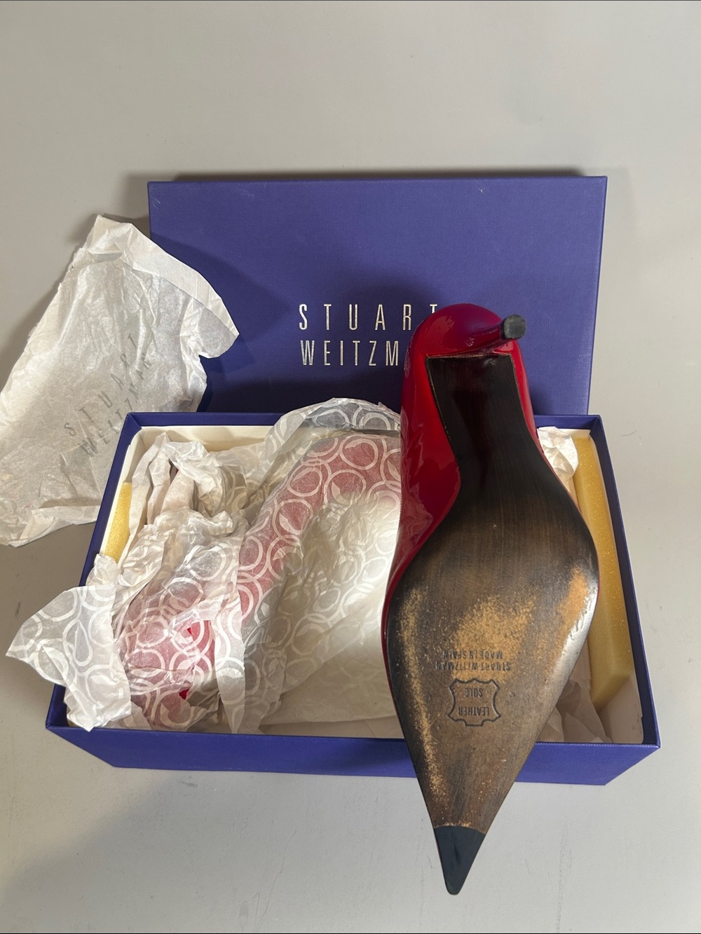 (10+) 15yo Box Stuart Weitzman Fever2 Red Quasar Patent Pointed-Toe Stiletto 12 - Picture 7 of 11